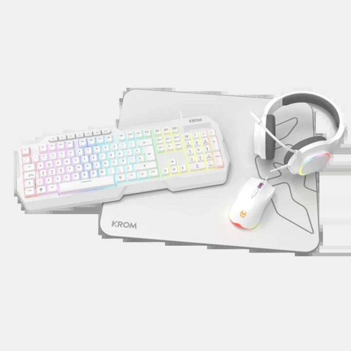 Krom KENTA PC Combo Gaming 4 em 1 RGB Branco (NXKROMKENTASPWH)