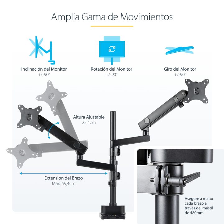 StarTech.com Dual Monitor Desk Mount - Articulated Monitor Arm - VESA…