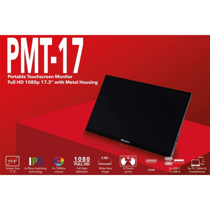 Verbatim 49593 PC Monitor 17.3" 1920 x 1080 Pixels Full HD LCD…