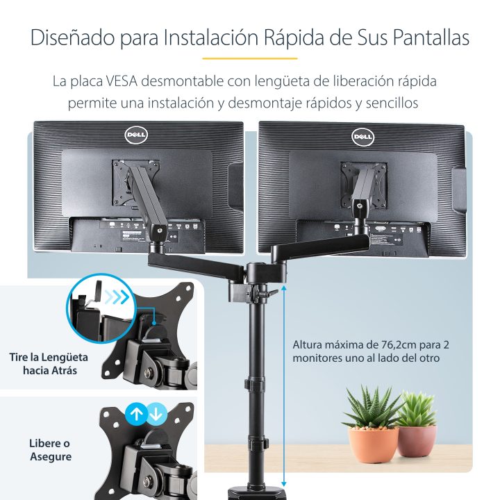 StarTech.com Braço de Secretária para Dois Ecrãs - Braço Articulado…