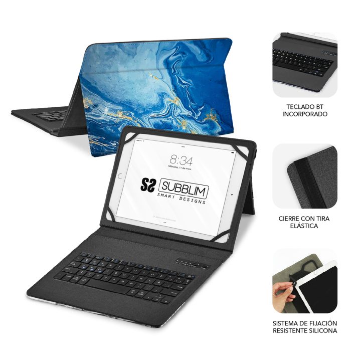 Subblim Funda con Teclado Keytab Pro BT Trendy Marmol Azul…