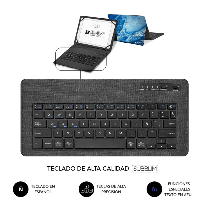 Subblim Capa com Teclado Keytab Pro BT Trendy Marmol Azul…