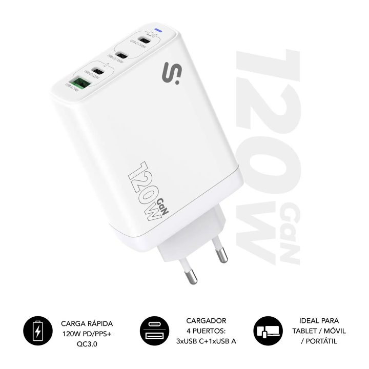 Carregador GaN Subblim 120W charger USB-C+c+c+a (SUBCHG-6G1204)