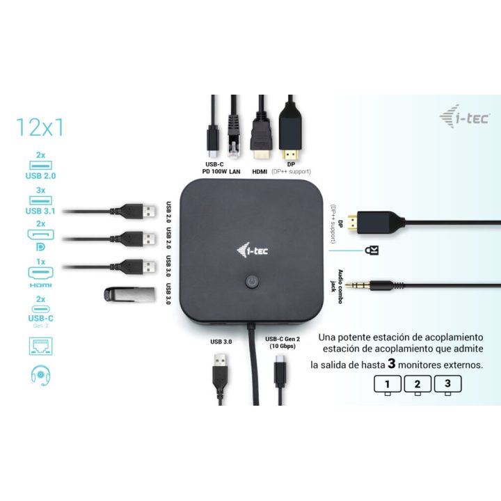 i-tec USB-C HDMI Dual DP Docking Station with Power Delivery 100 W +…