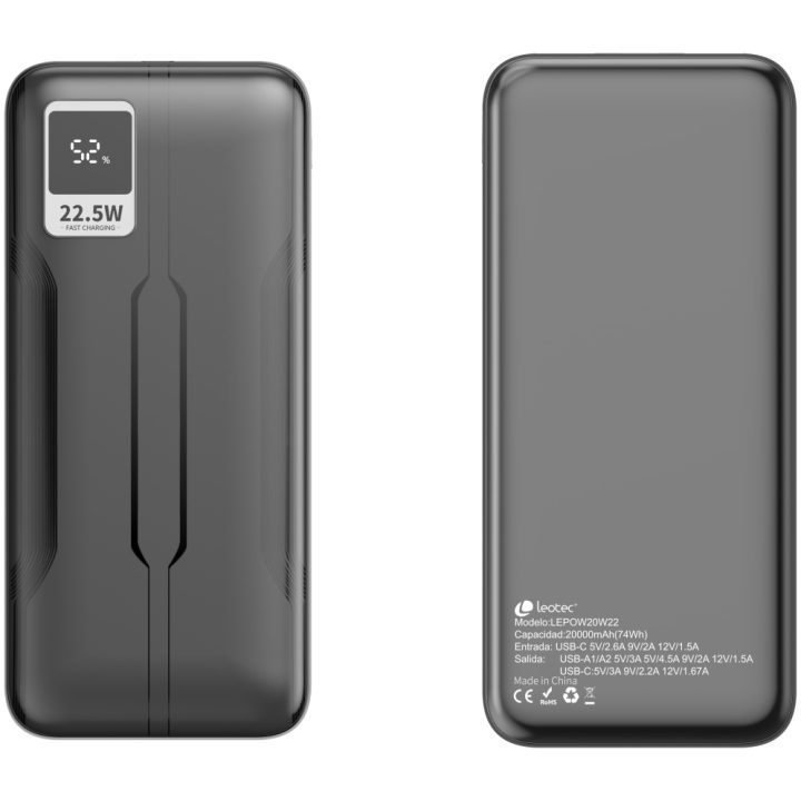 Leotec digital lifestyle Powerbank Leotec 20000mAh Black (LEPOW20W22K)