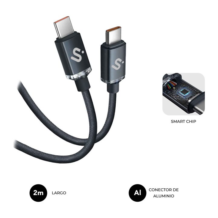 Cabo Subblim Optimus 60W C-C 2m preto (SUBCAB-C06002)