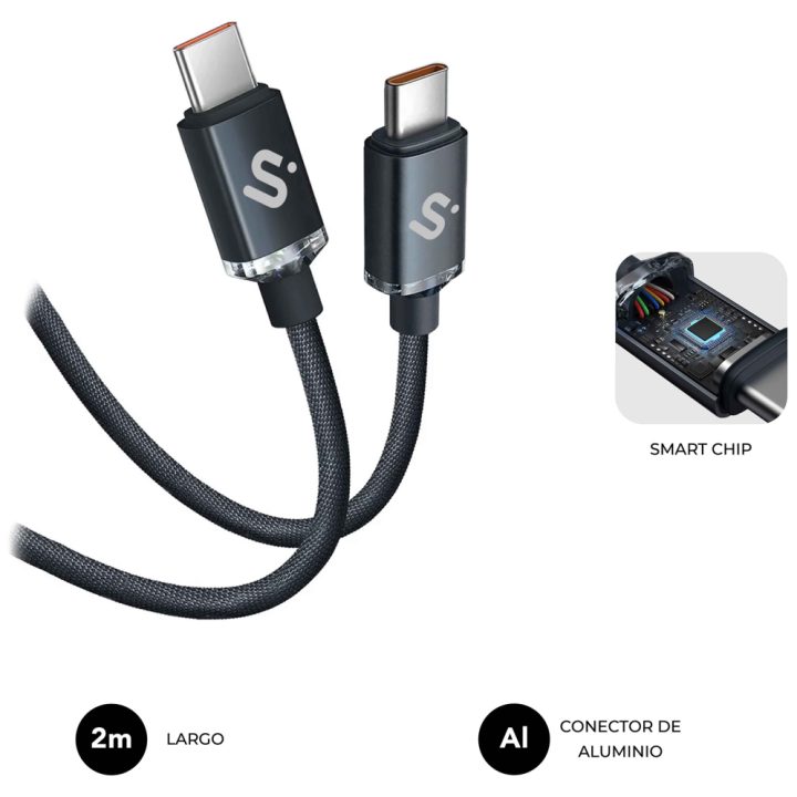 Subblim Optimus 60W C-C 2m black cable (SUBCAB-C06002)