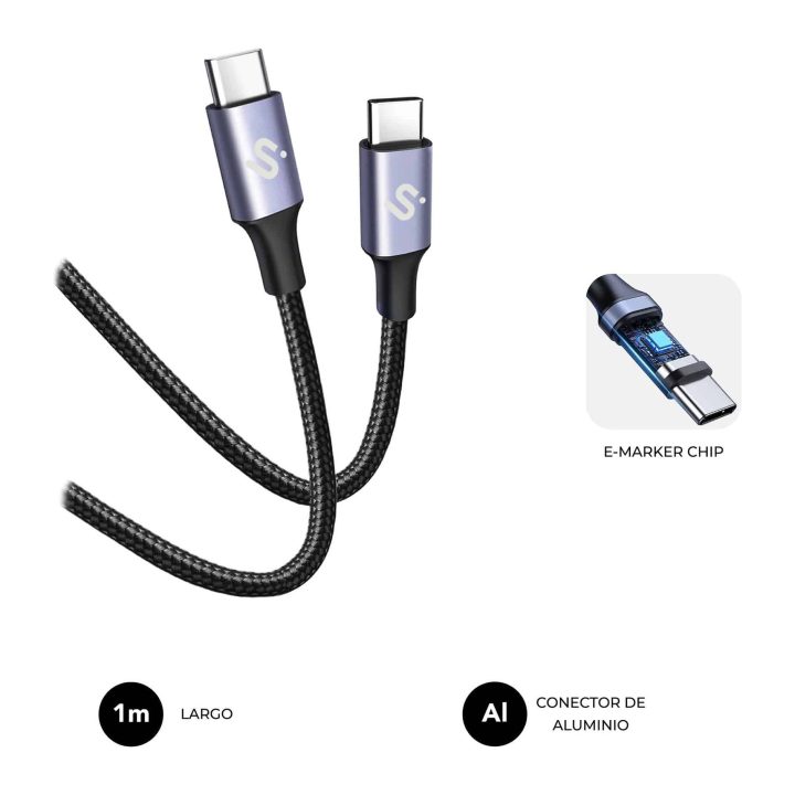 Subblim Cable Plus 100W C-C 1m Black (SUBCAB-C10001)