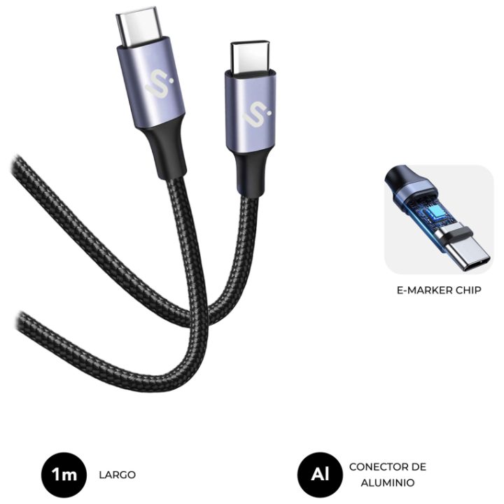 Subblim Cable Plus 100W C-C 1m Black (SUBCAB-C10001)