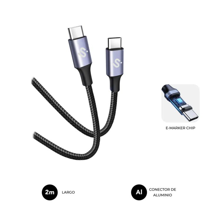 Subblim cable plus 100W c-c 2m black (SUBCAB-C10002)
