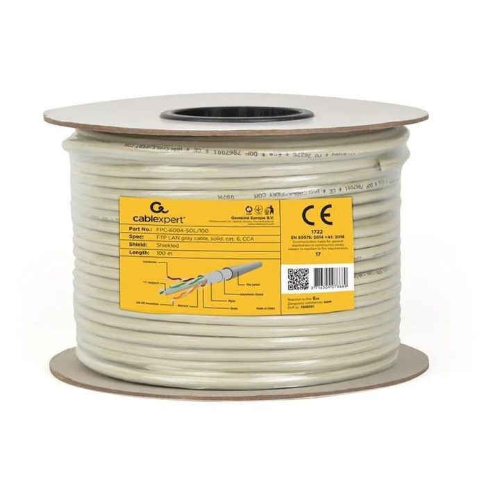 Gembird Cable LAN CAT6 FTP (CCA), sólido 100 m (FPC-6004-SOL/100)