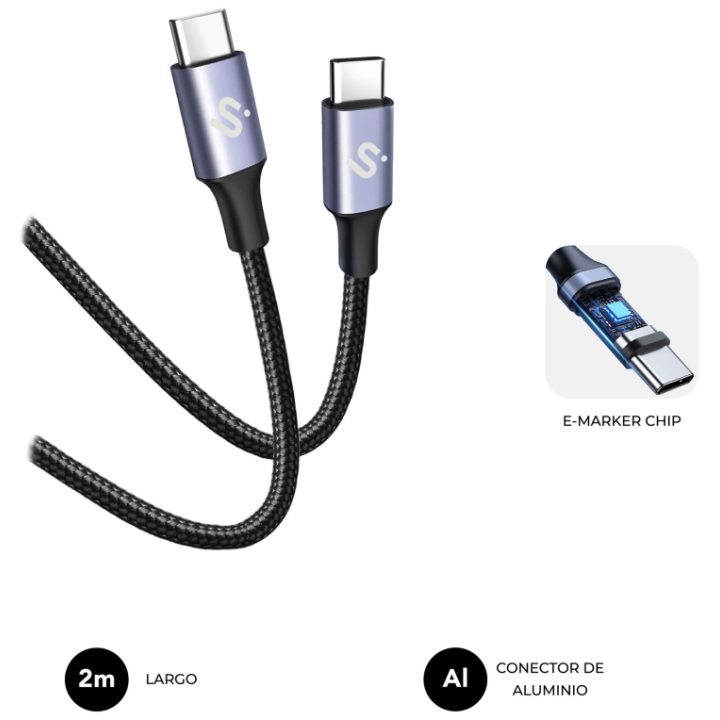 Subblim cable plus 100W c-c 2m black (SUBCAB-C10002)