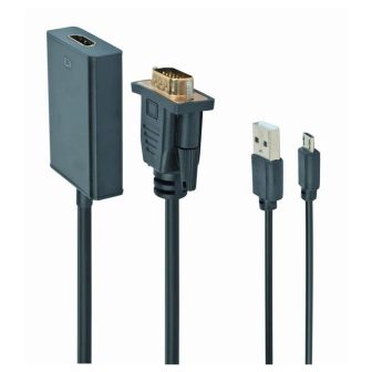 Gembird VGA to HDMI Adapter Cable, 0.15 m, black (A-VGA-HDMI-01)