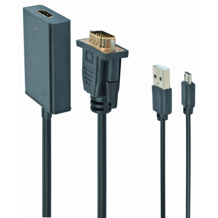 Gembird Cable adaptador VGA a HDMI, 0,15 m, negro (A-VGA-HDMI-01)