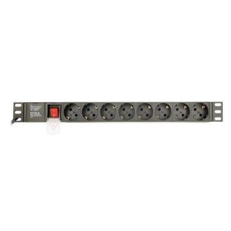 Gembird PDU 8 tomas Schuko1U, 10A,enchufe C14 3 m (EG-PDU-014-C14)
