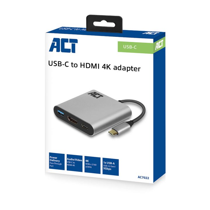 ACT AC7022 Adaptador gráfico USB 4096 x 2160 Pixéis Cinzento