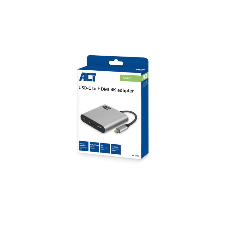 ACT AC7022 USB Graphics Adapter 4096 x 2160 Pixels Gray