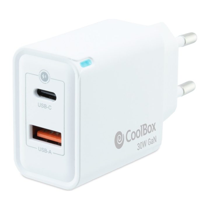 CoolBox CARGADOR GAN 30W USB-C/USB-A PARED