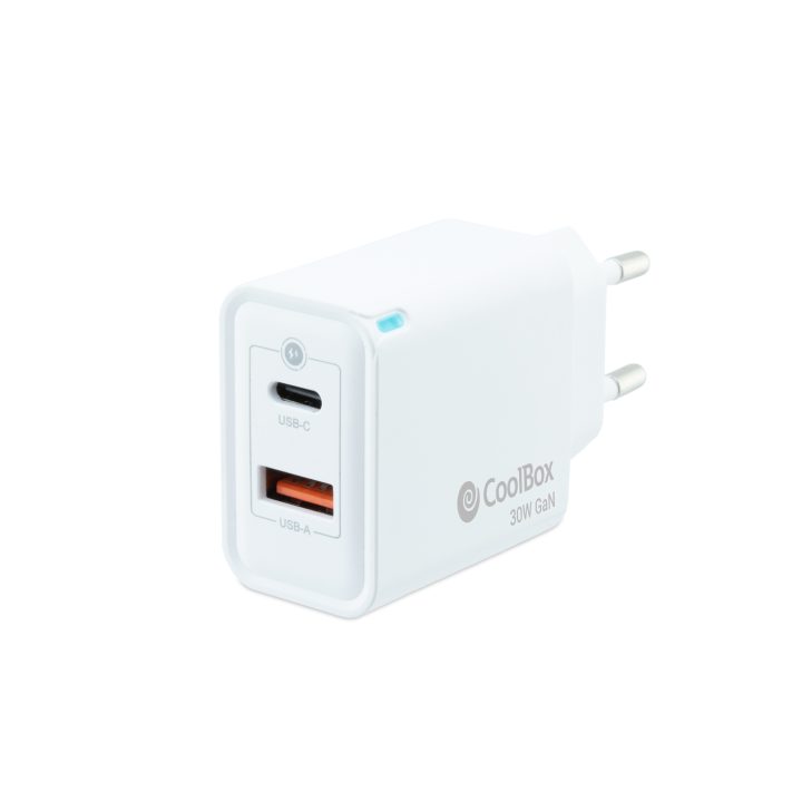 CoolBox CARGADOR GAN 30W USB-C/USB-A PARED