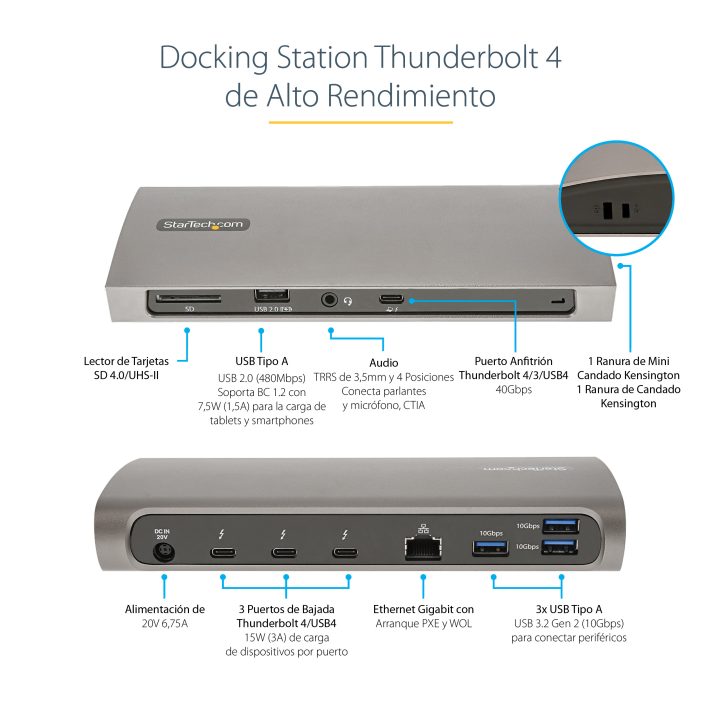StarTech.com Estação de Acomodação Thunderbolt 4, PD de 96W, para 1…