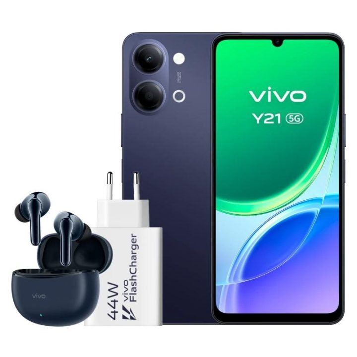 VIVO Y21 5G 4GB(+4) 256GB Black Charger + Earphones (5673141B)