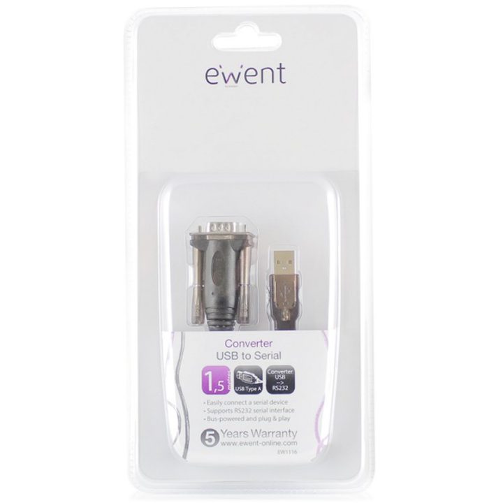 Ewent EW1116 Serial Cable Black 1.5 m USB 9 Sub-D