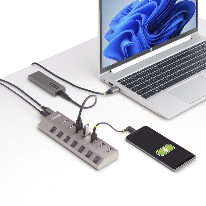 StarTech.com 7-Port USB-C Hub with USB-A Ports - USB Type C Splitter…