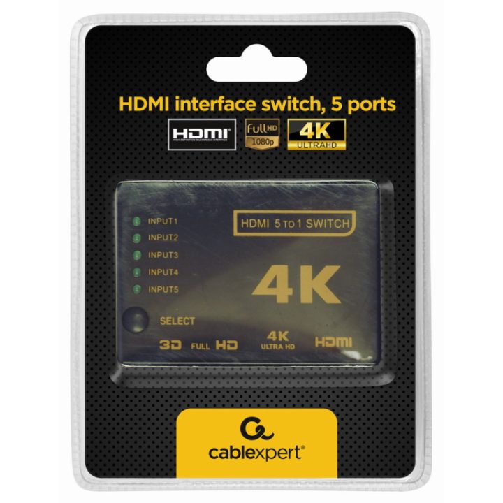 Gembird Switch com interface HDMI, 5 portas (DSW-HDMI-53)