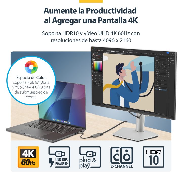 StarTech.com USB-C to HDMI 4K 60Hz Adapter Converter - HDMI Video…