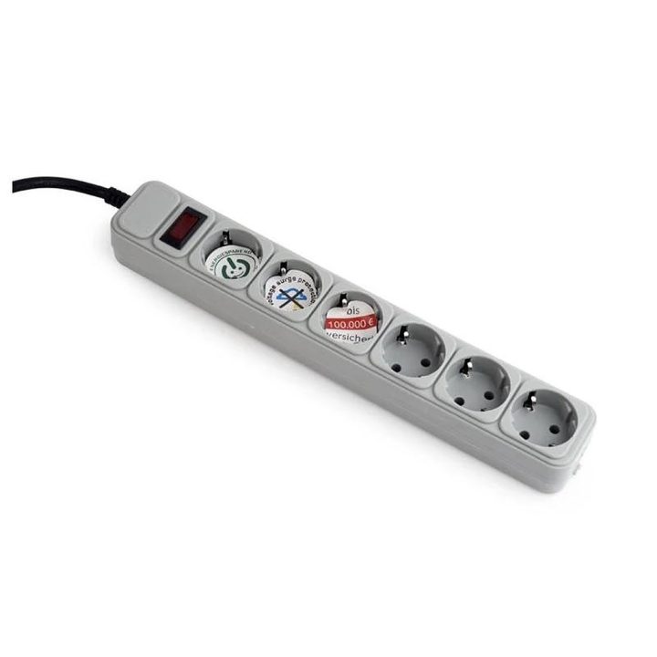 Gembird Surge Protector Power Strip, 6 Outlets, 1.8 m (SPG6-B-6C)