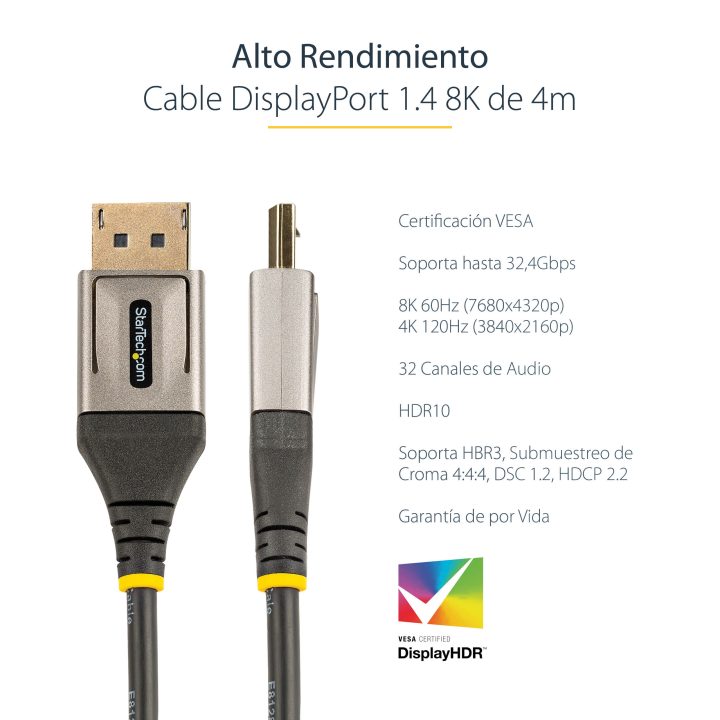 StarTech.com Cabo DisplayPort 1.4 de 4m Certificado VESA - 8K a 60Hz…