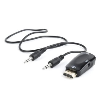Gembird Adaptador HDMI a VGA y audio, negro (A-HDMI-VGA-02)