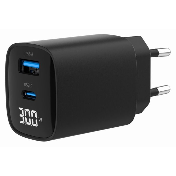 Gembird 30 W 2-Port USB Fast Charger with LCD (TA-UC-PDQC30LCDBK01)