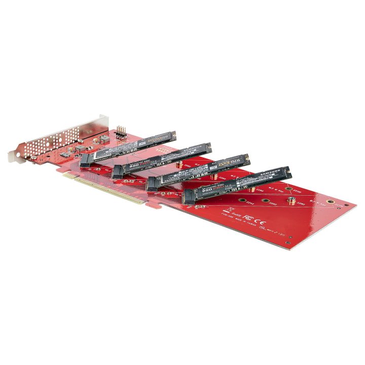 StarTech.com Tarjeta PCIe Adaptadora de 4x M.2, PCIe x16 a 4 NVMe o…