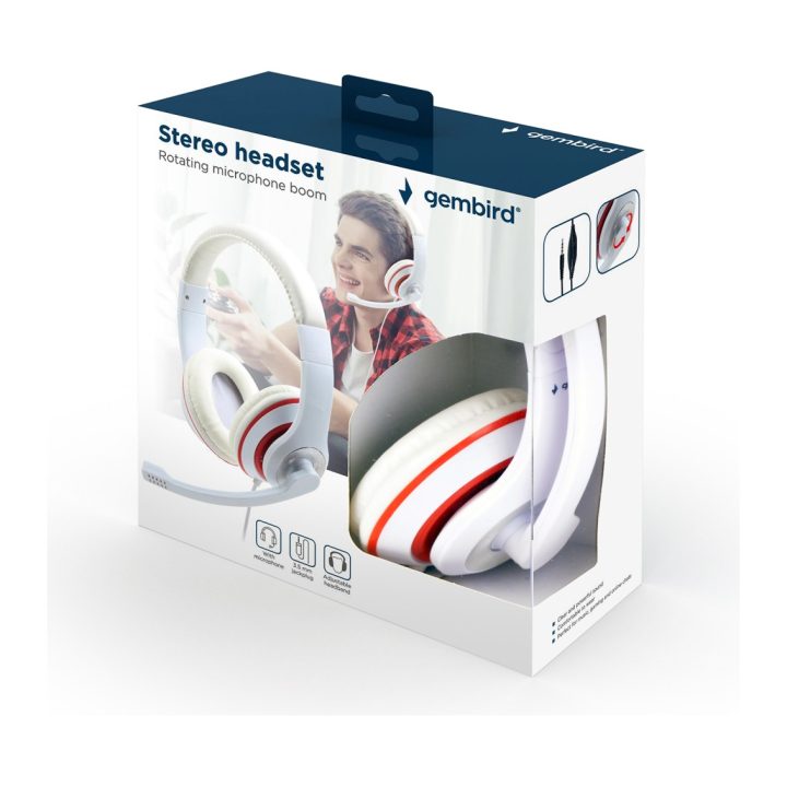Gembird MHS-03-WTRD Headset Wired Over-Ear Headphones Calls/Music…