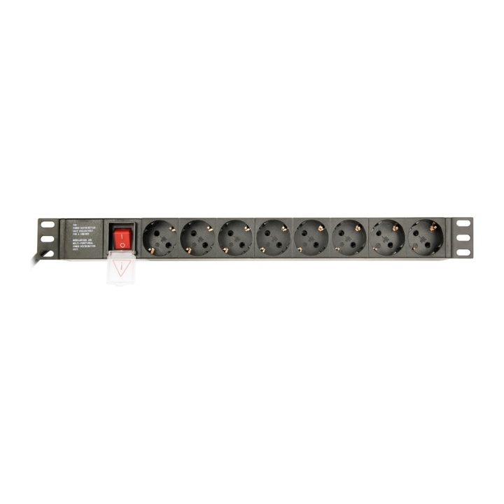 Gembird PDU 8 tomadas Schuko, 1U, 16A, cabo de 3 m (EG-PDU-014)