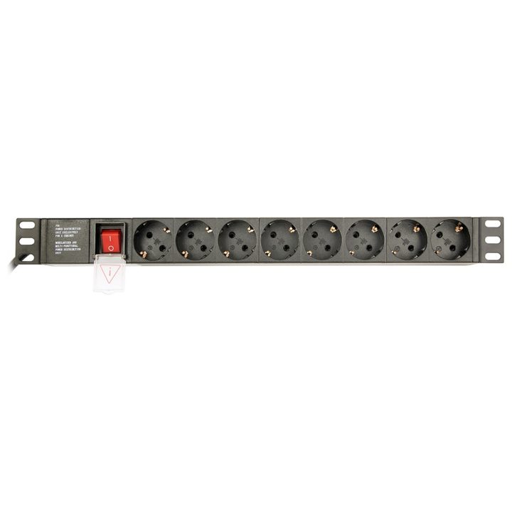 Gembird PDU 8 tomadas Schuko, 1U, 16A, cabo de 3 m (EG-PDU-014)