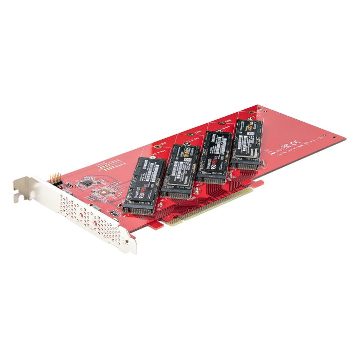 StarTech.com 4x M.2 PCIe Adapter Card, PCIe x16 to 4 NVMe or M.2 SSDs…