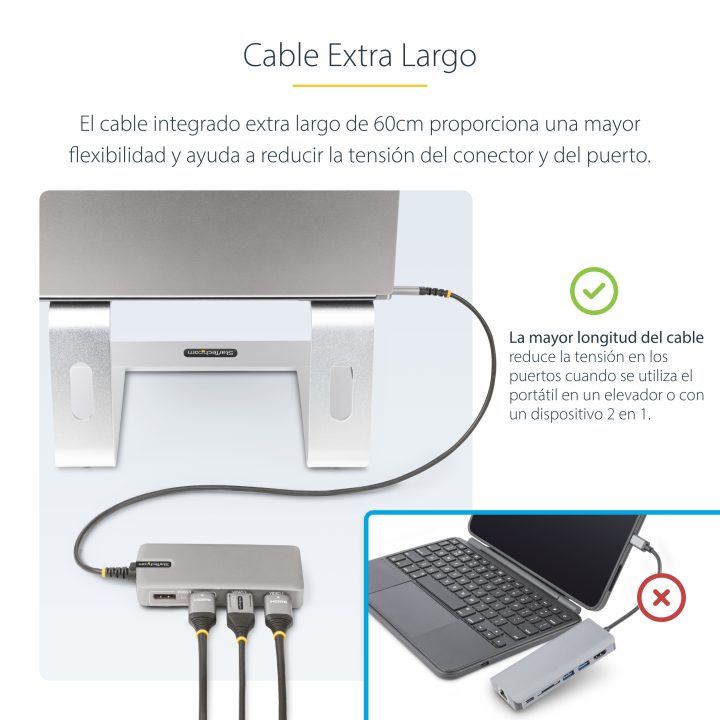 StarTech.com Adaptador Multipuertos USB-C para 3 Monitores - 4K 60Hz…
