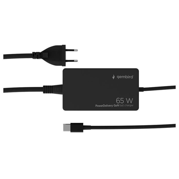 Gembird Carregador rápido USB tipo C PD de 65 W GaN (NPA-AC-PDQC65-01)
