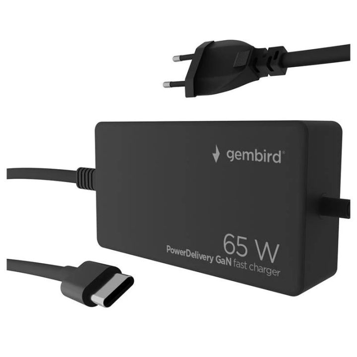 Gembird 65 W GaN USB-C PD Fast Charger (NPA-AC-PDQC65-01)