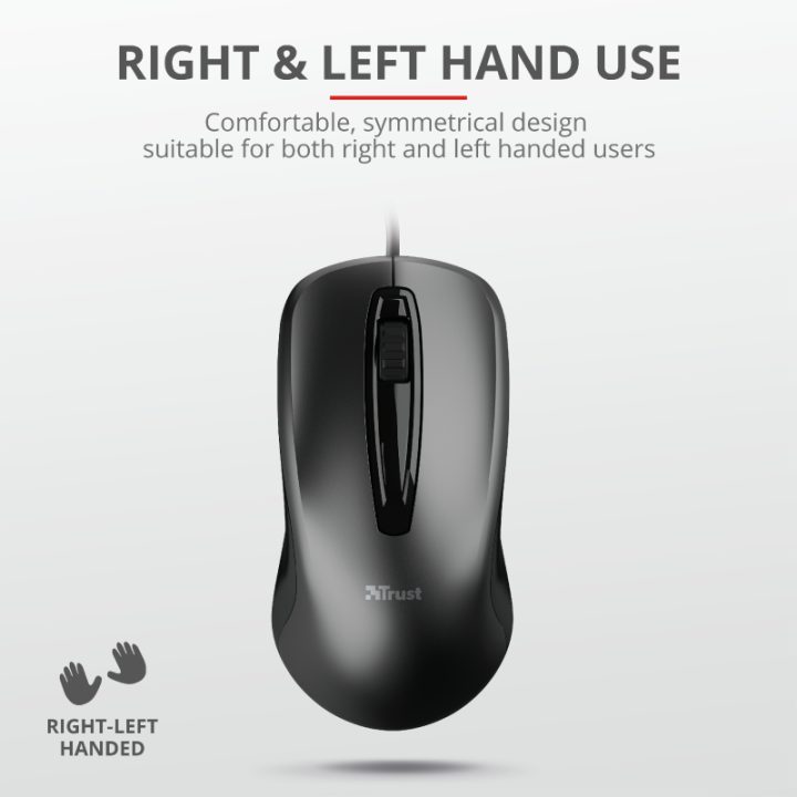 Trust Carve Ambidextrous Optical USB Type-A Office Mouse 1200 DPI