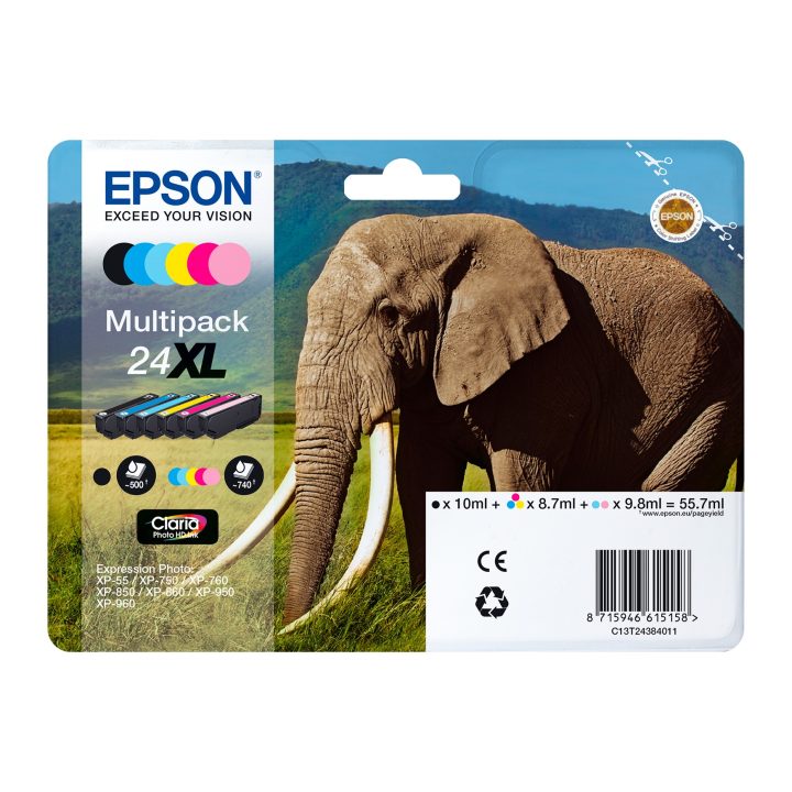 Epson Elephant Light Cyan Ink 24 Claria Photo HD Elephants