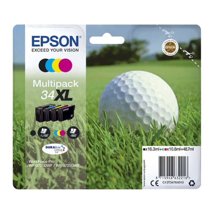 Epson Golf Ball Ink Multipack 4 Colors 34 DURABrite Ultra Golf Ball