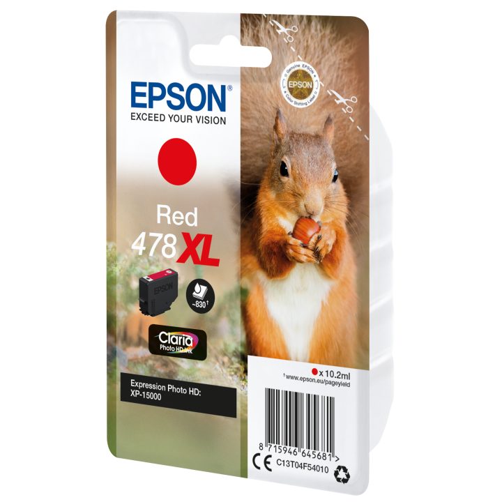 Epson Squirrel Tinta vermelha 478XL Claria Photo HD Ardilla