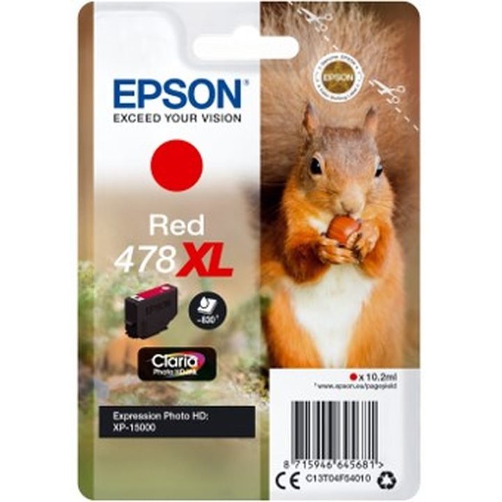 Epson Squirrel Tinta vermelha 478XL Claria Photo HD Ardilla