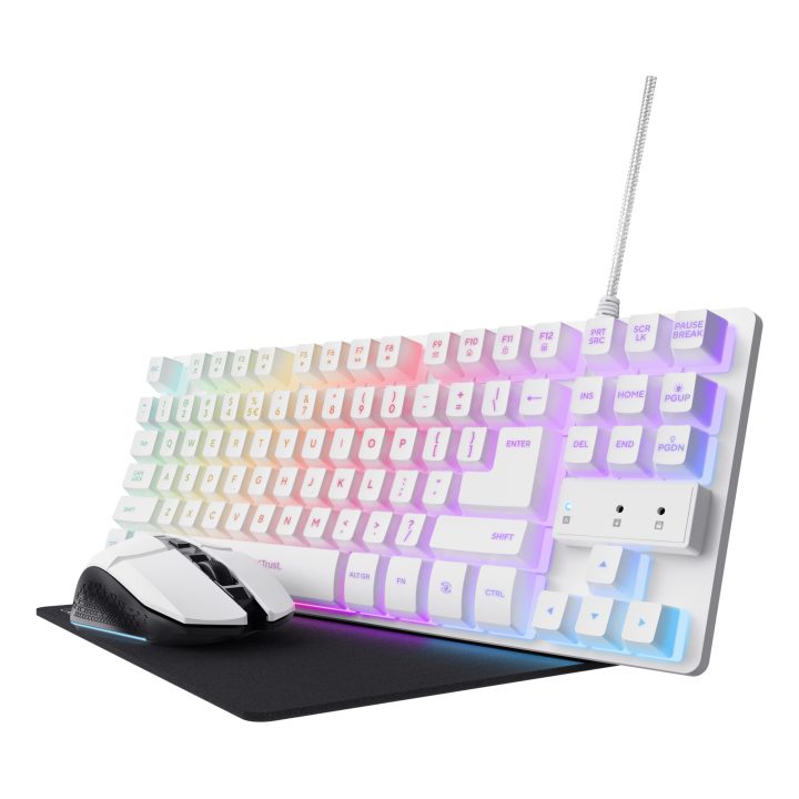 Trust GXT 794W Gaming Keyboard with Mouse USB QWERTY US English White
