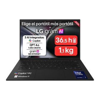 LG portátil 14" gram 14Z90U, Windows 11 home, Intel core ultra 7, 32…
