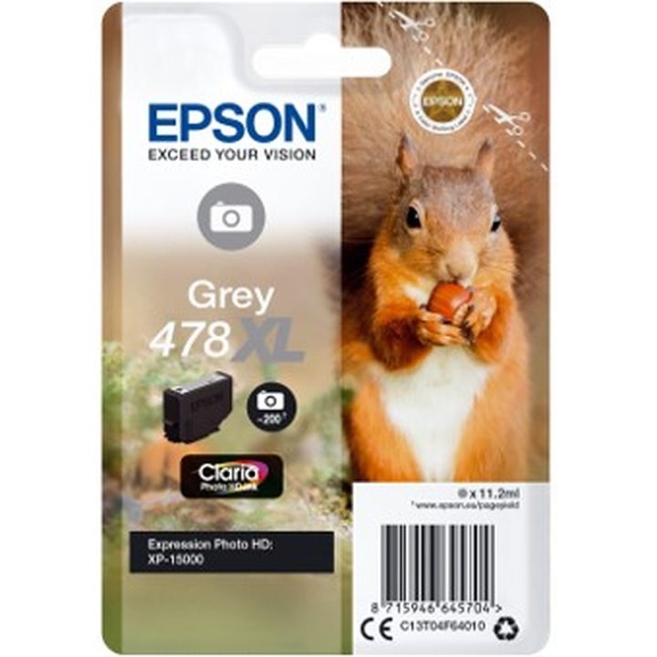 Cartucho de tinta Epson C13T04F64010 singlepack cinzento 478XL claria…
