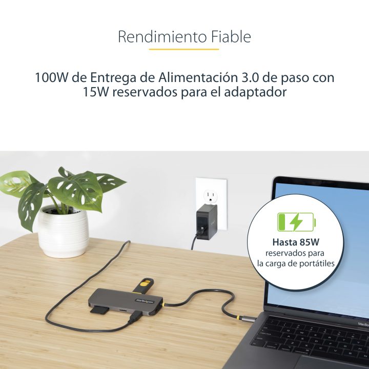 StarTech.com Adaptador Multipuertos USB C de Vídeo 4K a 60Hz, con Hub…